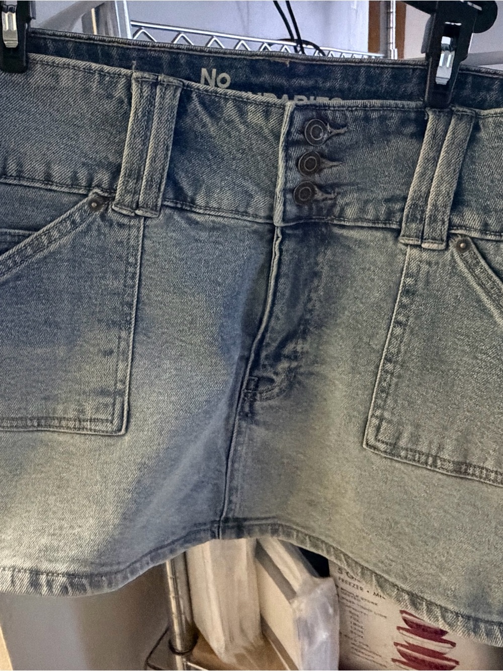 No Boundaries Grey Wash Denim Mini Skirt